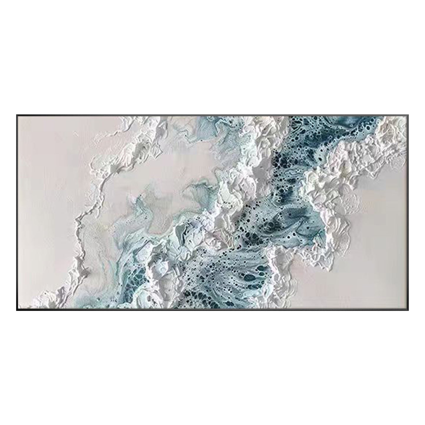 Abstract ocean wave texture artwork in white blue and gray tones